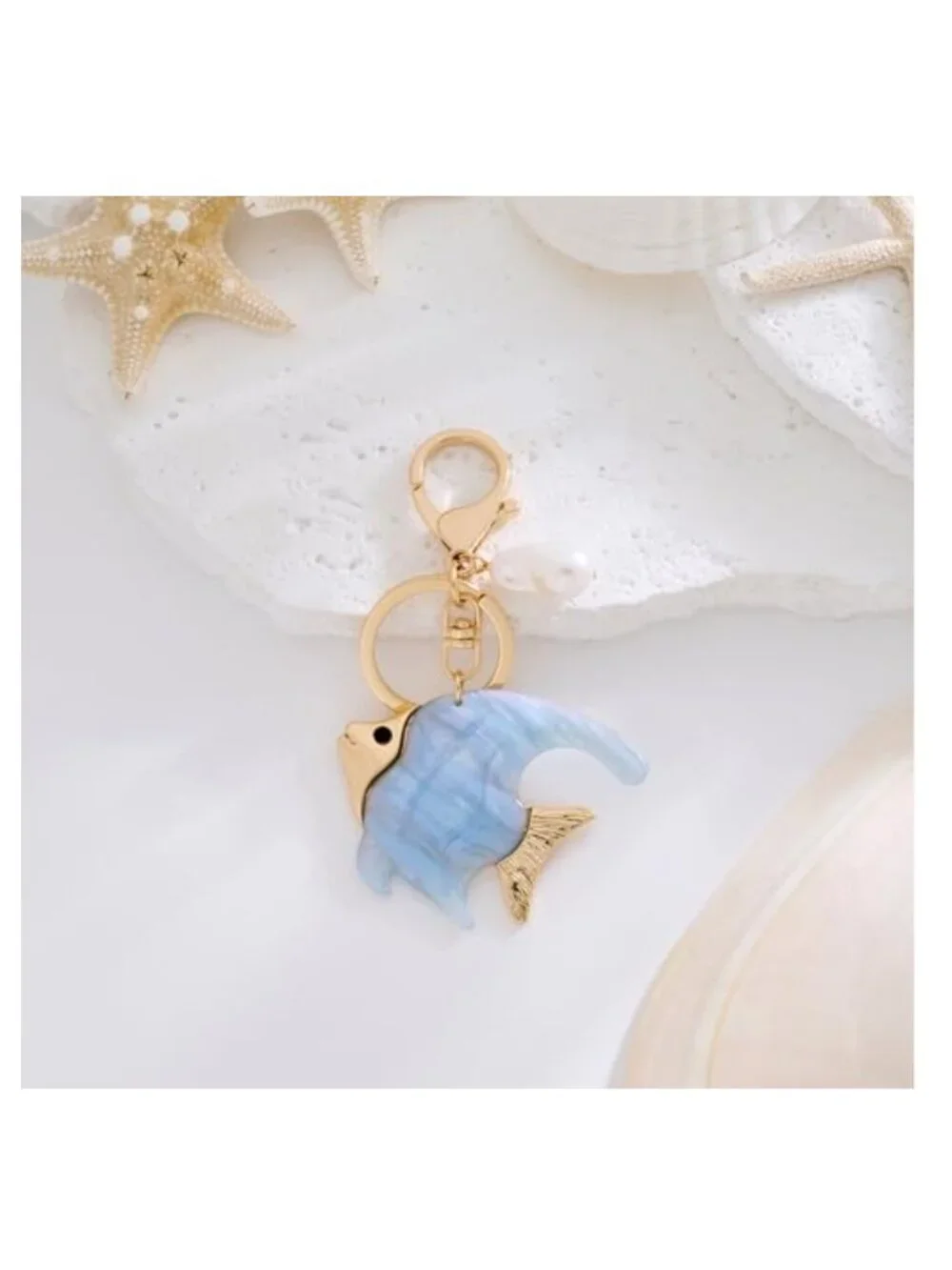 Large Acrylic Fish Keychain Bag Charm Bohemian Ocean Beach Accessory